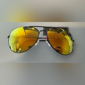True Religion metal frame w/ reflective gold mirrored lenses Aviator Sunglasses